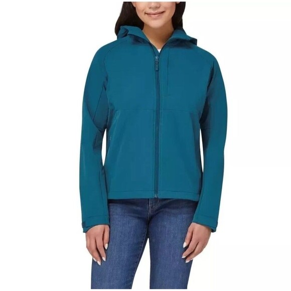 Kirkland Women's XL Green Soft Shell Jacket 4-Way Stretch Rain Wind Zip Pockets - Picture 1 of 8